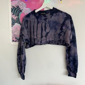 Purple Tie-Dye Cropped Crew Neck